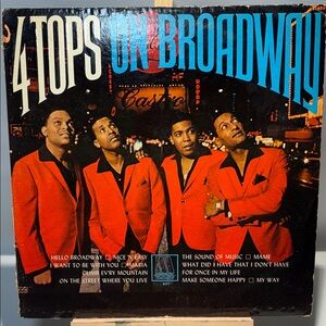 4 Tops on Broadway Vinyl Record - Red and Black Cover
